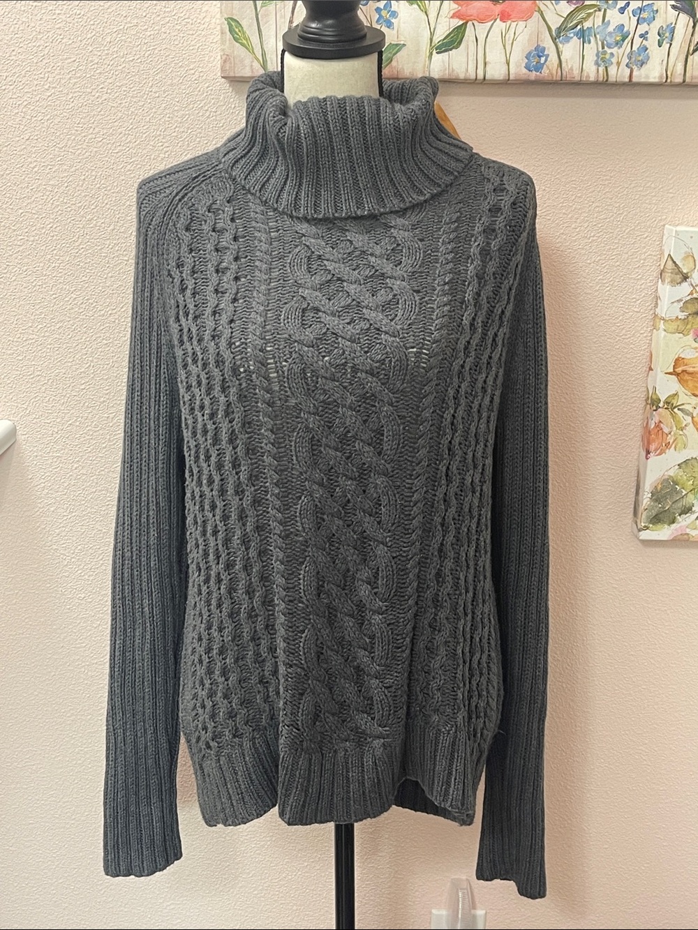 Banana Republic Charcoal Cable Turtleneck Sweater